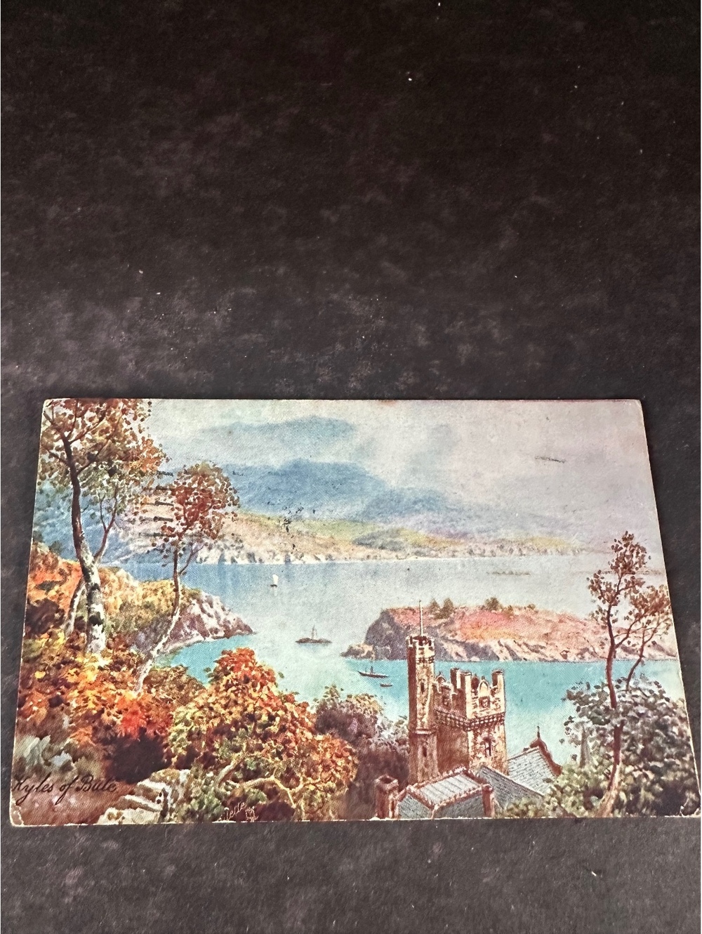 Vintage 1945 Tuck’s Oilette Kyles of Bute Scotland Postcard Posted to Oregon